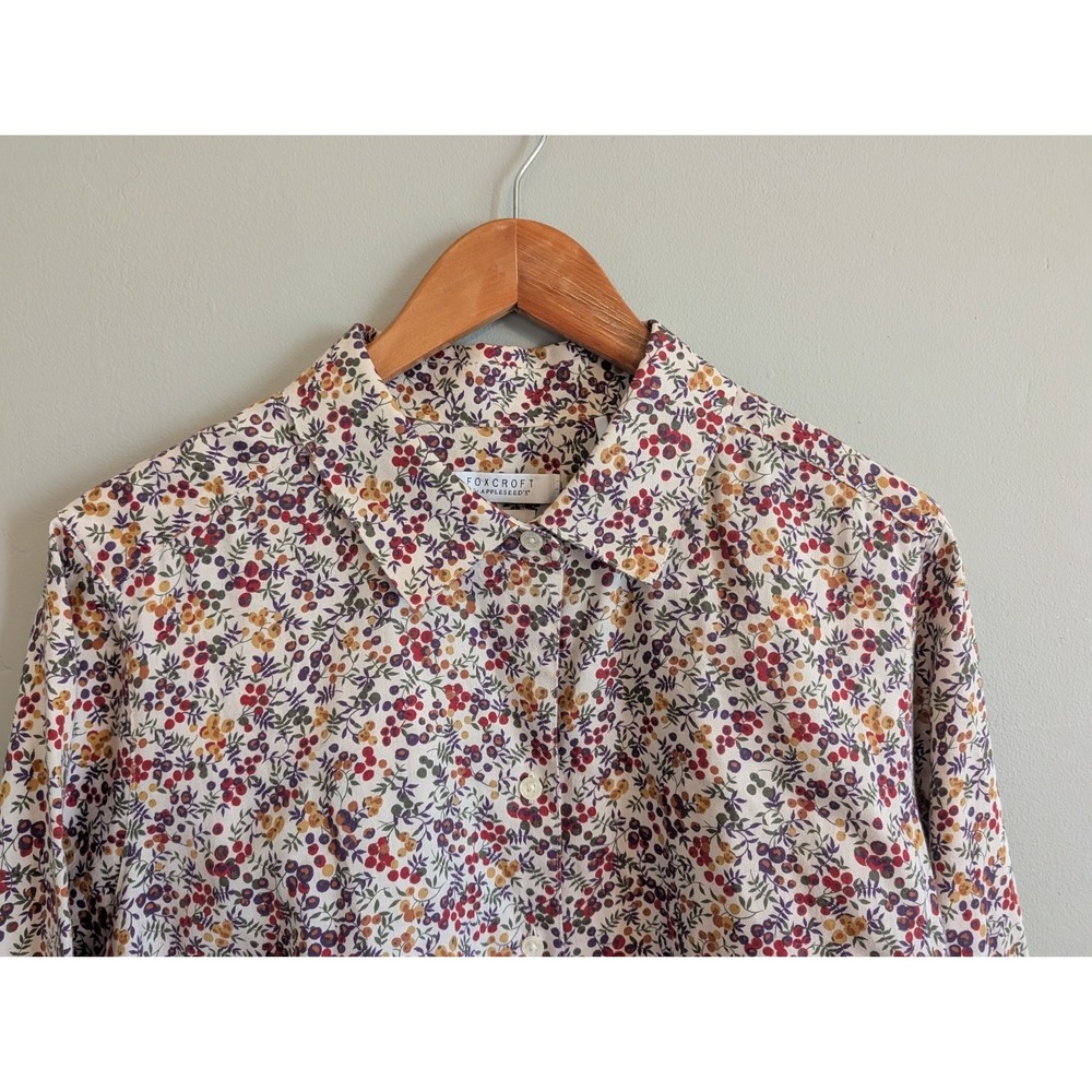 Foxcroft for Appleseed's Shirt Womens 18 Floral Wrinkle Free Cotton Button Down